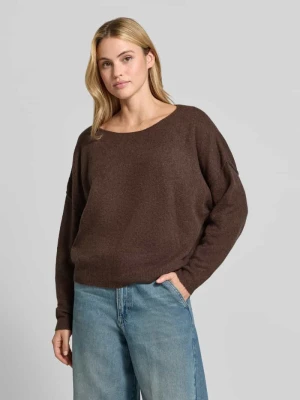 Sweter z dzianiny o kroju relaxed fit z mieszanki materiałów z domieszką lnu American Vintage Ciemnobrązowy