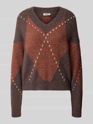 Sweter z dzianiny o kroju relaxed fit z mieszanki wełny z dodatkiem alpaki Drykorn Ciemnobrązowy