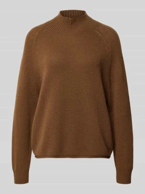 Sweter z dzianiny o kroju relaxed fit z mieszanki wełny z dodatkiem kaszmiru LUISA CERANO Piaskowy