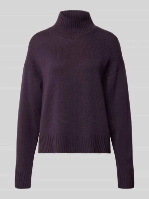 Sweter z dzianiny o kroju relaxed fit z mieszanki wełny z dodatkiem kaszmiru LUISA CERANO Purpurowy