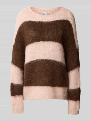 Sweter z dzianiny o kroju relaxed fit z mieszanki wełny z dodatkiem wiskozy Emily Van den Bergh Różowy