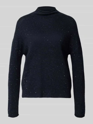 Sweter z dzianiny o kroju relaxed fit z mieszanki wełny z dodatkiem wiskozy LUISA CERANO Ciemnoniebieski
