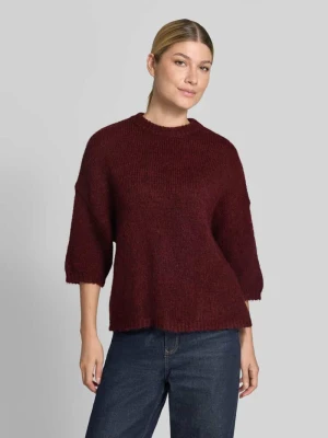 sweter z dzianiny o kroju relaxed fit z rękaw o dł. 3 / 4 model 'BYOTIA' B.Young Bordowy