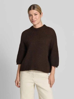 sweter z dzianiny o kroju relaxed fit z rękaw o dł. 3 / 4 model 'BYOTIA' B.Young Czekoladowy