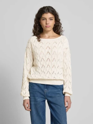 Sweter z dzianiny o kroju relaxed fit ze fakturowanym wzorem warkocza model ‘BRYNN’ Only Piaskowy