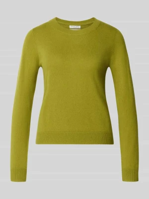 sweter z dzianiny o kroju slim fit z czystego kaszmiru Christian Berg Musztardowy
