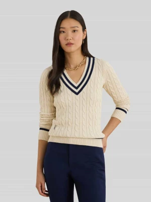 Sweter z dzianiny o kroju slim fit z czystej bawełny Lauren Ralph Lauren