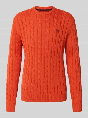 sweter z dzianiny o kroju slim fit z czystej bawełny MCNEAL Ciemnopomarańczowy