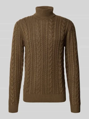 sweter z dzianiny o kroju slim fit z domieszką bawełny model 'Callum' Jack&Jones Khaki