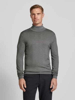 Sweter z dzianiny o kroju slim fit z golfem OLYMP Level Five