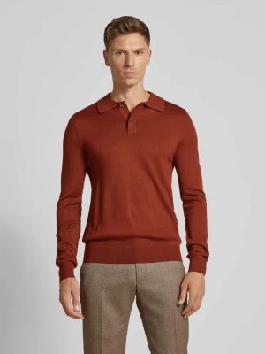Sweter z dzianiny o kroju slim fit z kołnierzykiem polo Christian Berg Men