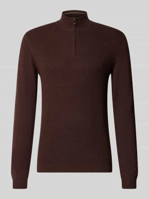 Sweter z dzianiny o kroju slim fit z mieszanki bawełny z dodatkiem wiskozy Roy Robson Ciemnoczerwony