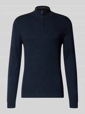 Sweter z dzianiny o kroju slim fit z mieszanki bawełny z dodatkiem wiskozy Roy Robson Granatowy
