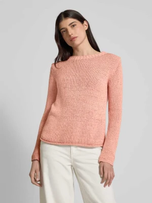 Sweter z dzianiny o kroju slim fit z mieszanki bawełny z prążkowanym dekoltem w łódkę Marc O'Polo