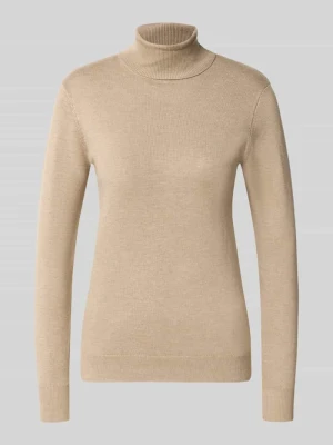 sweter z dzianiny o kroju slim fit z mieszanki wiskozy model 'Morla' B.Young Beżowy