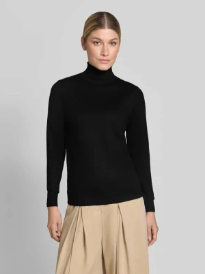 sweter z dzianiny o kroju slim fit z mieszanki wiskozy model 'Morla' B.Young Czarny