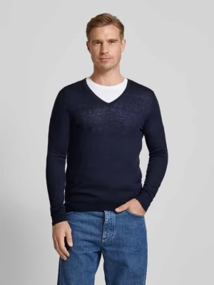 Sweter z dzianiny o kroju slim fit z prążkowanymi wykończeniami OLYMP Level Five