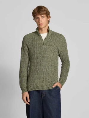 Sweter z dzianiny o kroju slim fit z zamkiem błyskawicznym model ‘Darik’ Blend