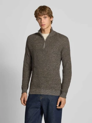 Sweter z dzianiny o kroju slim fit z zamkiem błyskawicznym model ‘Darik’ Blend