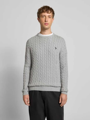 Sweter z dzianiny o kroju slim fit ze ściegiem warkoczowym REVIEW
