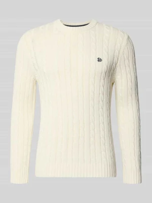 sweter z dzianiny o kroju slim fit ze ściegiem warkoczowym Superdry Écru