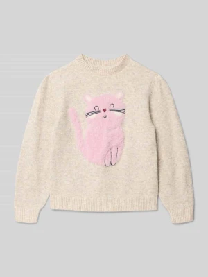 Sweter z dzianiny o luźnym kroju z artystycznym haftem s.Oliver RED LABEL
