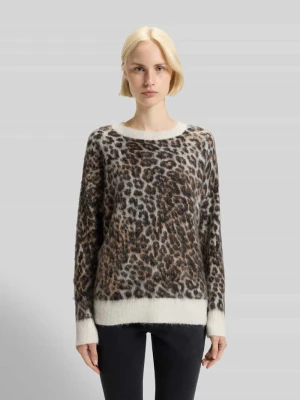 Sweter z dzianiny o luźnym kroju z dodatkiem wełny z alpaki model ‘SERATU’ HUGO