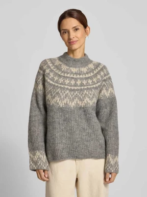 Sweter z dzianiny o luźnym kroju ze stójką model ‘YASLIRI’