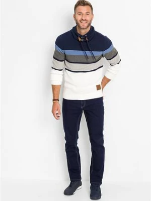 Sweter z dzianiny o luźnym splocie z kołnierzem kominem, z czystej bawełny bonprix