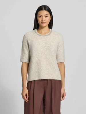 Sweter z dzianiny o pudełkowym kroju z krótkim rękawem i dodatkiem wełny s.Oliver BLACK LABEL