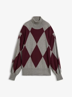 Sweter z cienkiej dzianiny z golfem BonPrix szary