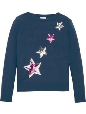 Sweter z dzianiny o splocie drobnych oczek, z cekinami bonprix