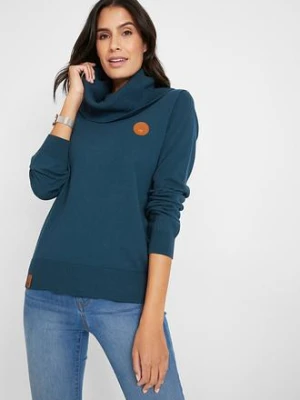 Sweter z dzianiny o splocie drobnych oczek, z szerokim golfem bonprix
