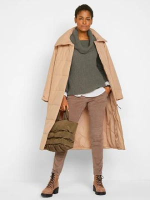 Sweter z dzianiny o splocie dużych oczek, z szerokim golfem bonprix