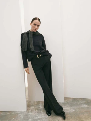 Sweter z dzianiny o średniej grubości antracytowy - Kobieta - - MANGO