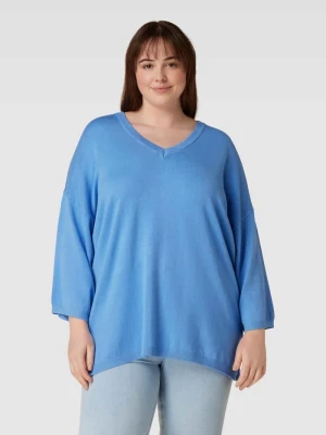 Sweter z dzianiny PLUS SIZE z dekoltem w serek model ‘Blume’ Fransa Plus