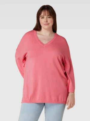 Sweter z dzianiny PLUS SIZE z dekoltem w serek model ‘Blume’ Fransa Plus