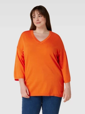 Sweter z dzianiny PLUS SIZE z dekoltem w serek model ‘Blume’ Fransa Plus