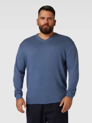 Sweter z dzianiny PLUS SIZE z wyhaftowanym logo model ‘PIMA’ Tommy Hilfiger Big & Tall