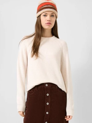 Sweter z dzianiny QS kremowy