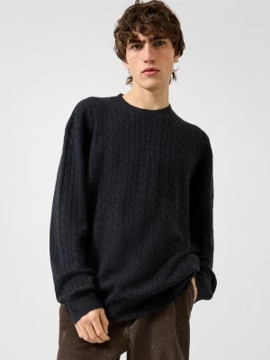 Sweter z dzianiny QS niebieski