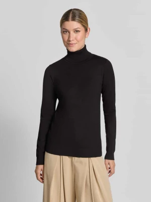sweter z dzianiny Slim Fit z mieszanki wiskozy model 'IHLULS' Ichi Czarny