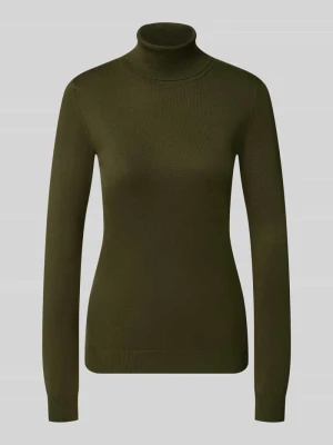sweter z dzianiny Slim Fit z mieszanki wiskozy model 'IHLULS' Ichi Khaki