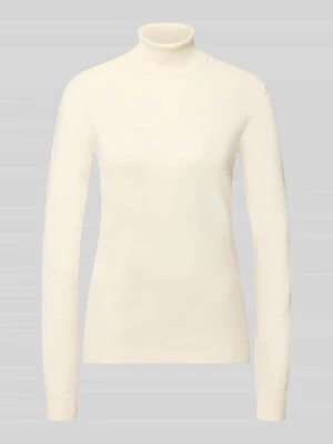 sweter z dzianiny Slim Fit z mieszanki wiskozy model 'IHLULS' Ichi Złamany biały