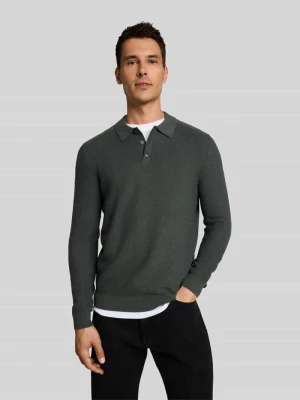 sweter z dzianiny strukturalnej z czystej bawełny w kroju regular fit Tom Tailor Oliwkowy