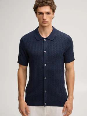 Sweter z dzianiny Tristao w kolorze granatowym o fakturze Joop