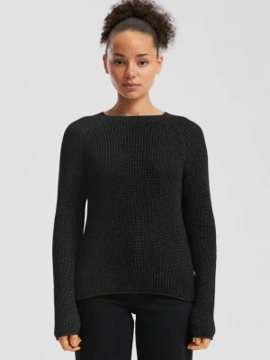 Sweter z dzianiny w cętki z raglanowymi rękawami QS czarny