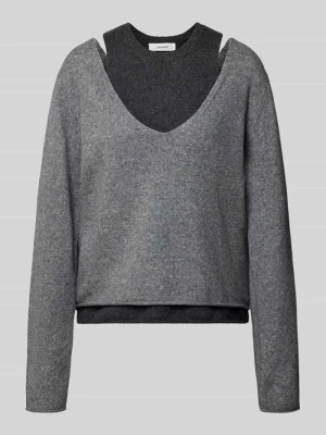 Sweter z dzianiny w efekcie 2 w 1 model 'YASMIN' Topshop Średnioszary