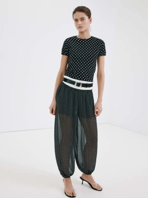 Sweter z dzianiny w grochy czarny - Kobieta - - MANGO