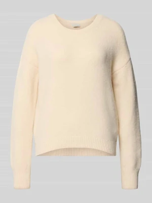 sweter z dzianiny, w kroju oversized fit z okrągłym dekoltem milano italy Piaskowy
